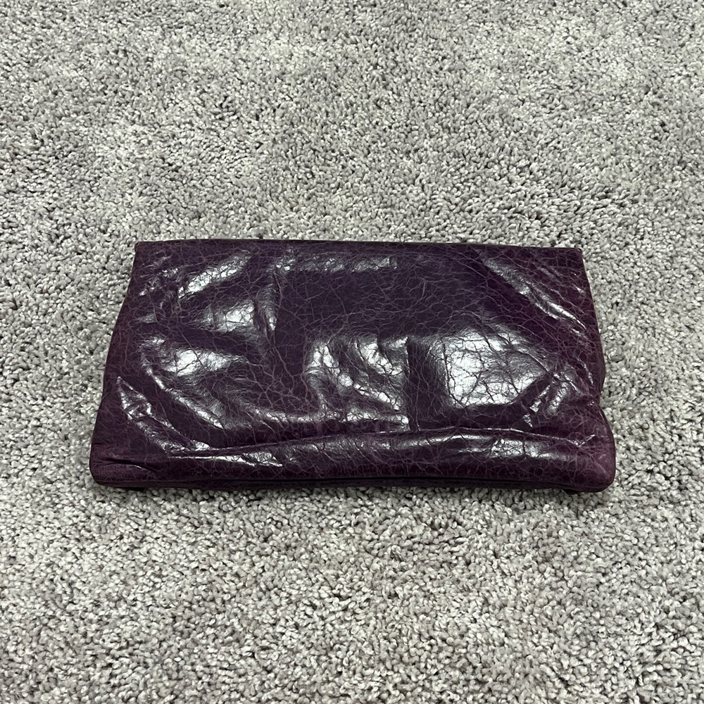 Balenciaga Dark Purple Leather Clutch - Picture 2 of 9